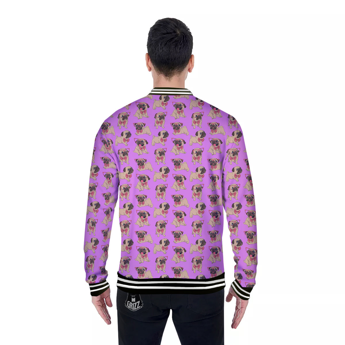 Pug Cute Print Pattern Baseball Jacket-grizzshop