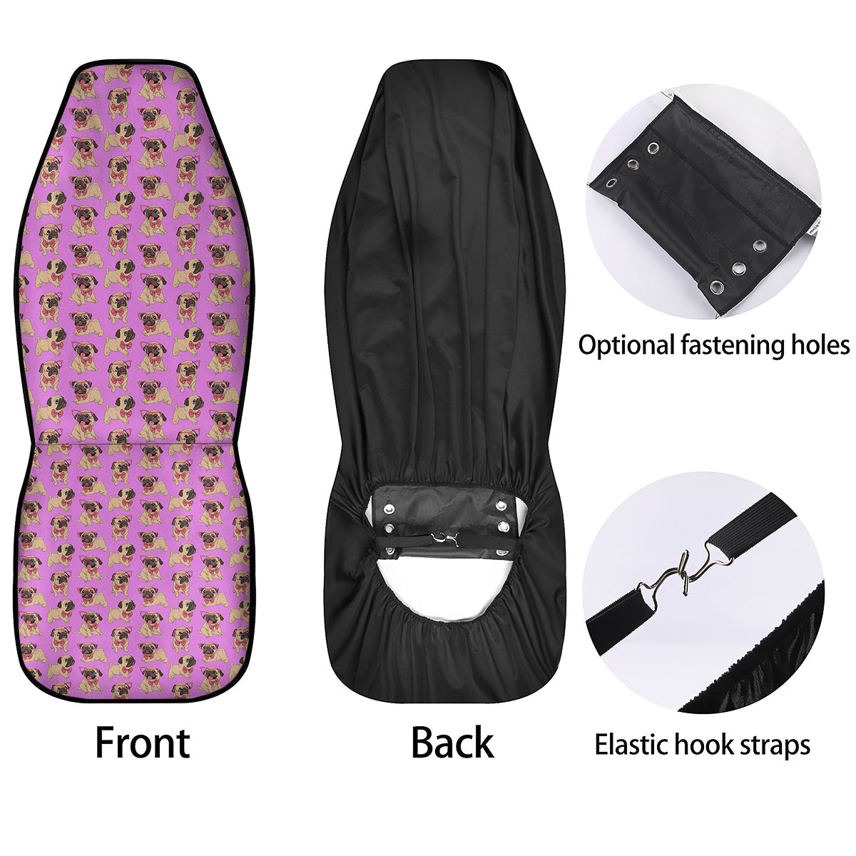 Pug Cute Print Pattern Car Seat Covers-grizzshop