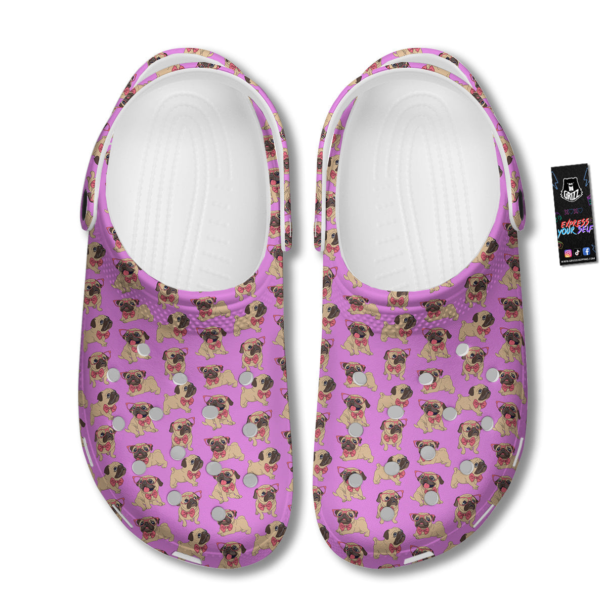 Pug Cute Print Pattern Clog-grizzshop