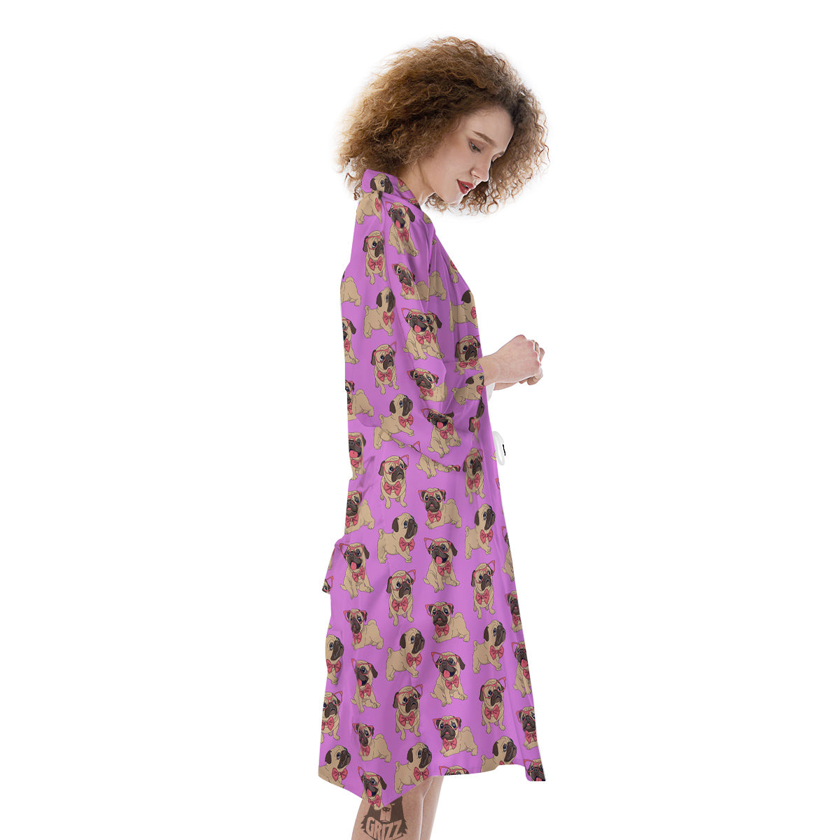 Pug Cute Print Pattern Kimono-grizzshop