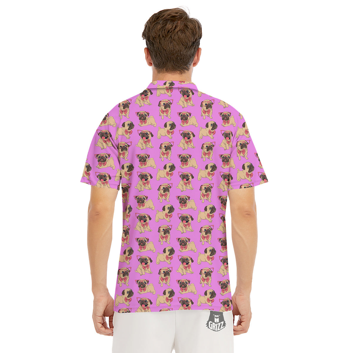 Pug Cute Print Pattern Men's Golf Shirts-grizzshop