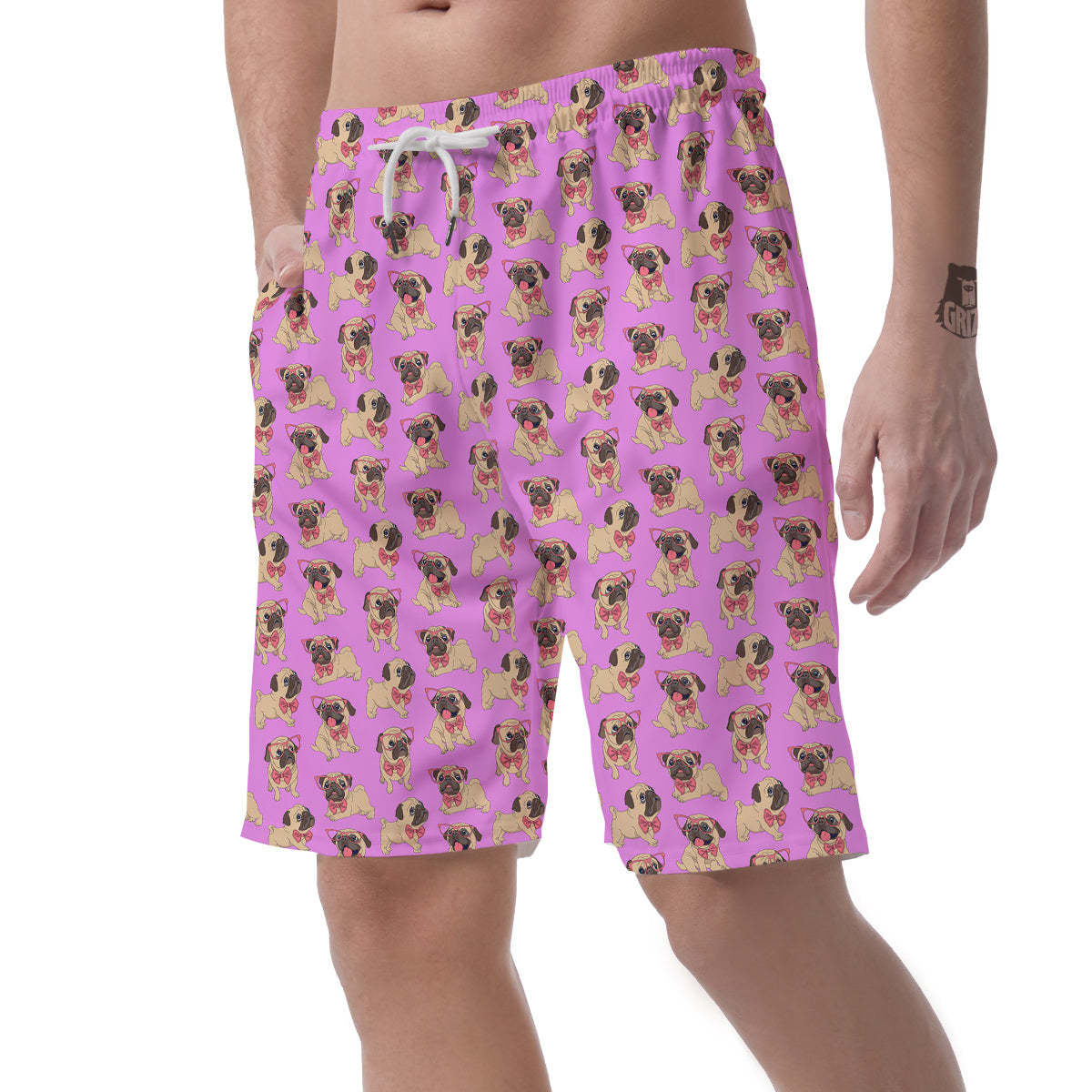 Pug Cute Print Pattern Men's Shorts-grizzshop