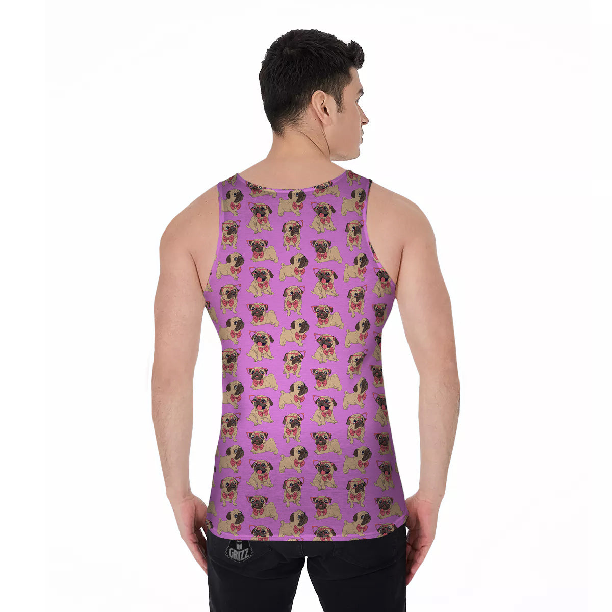 Pug Cute Print Pattern Men's Tank Top-grizzshop