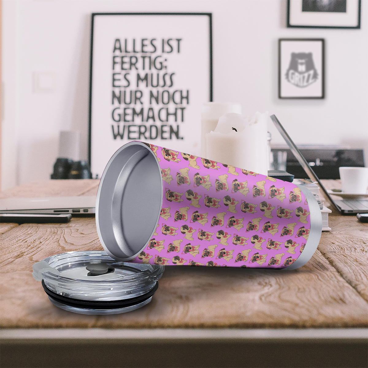 Pug Cute Print Pattern Tumbler-grizzshop