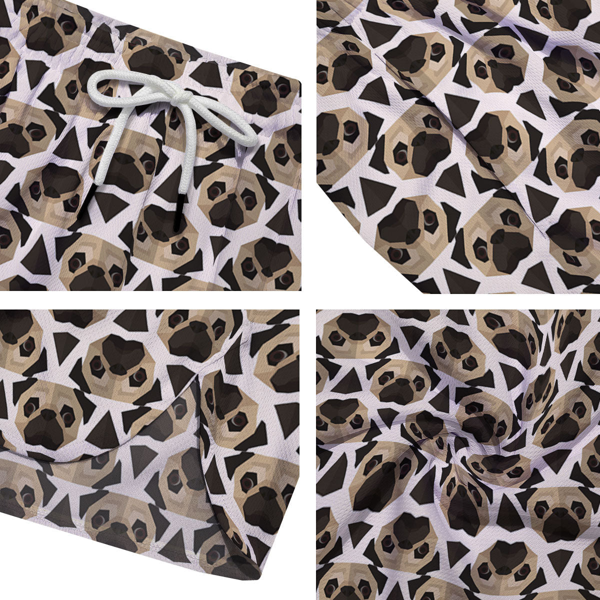 Pug Geometric Print Pattern Men's Running Shorts-grizzshop