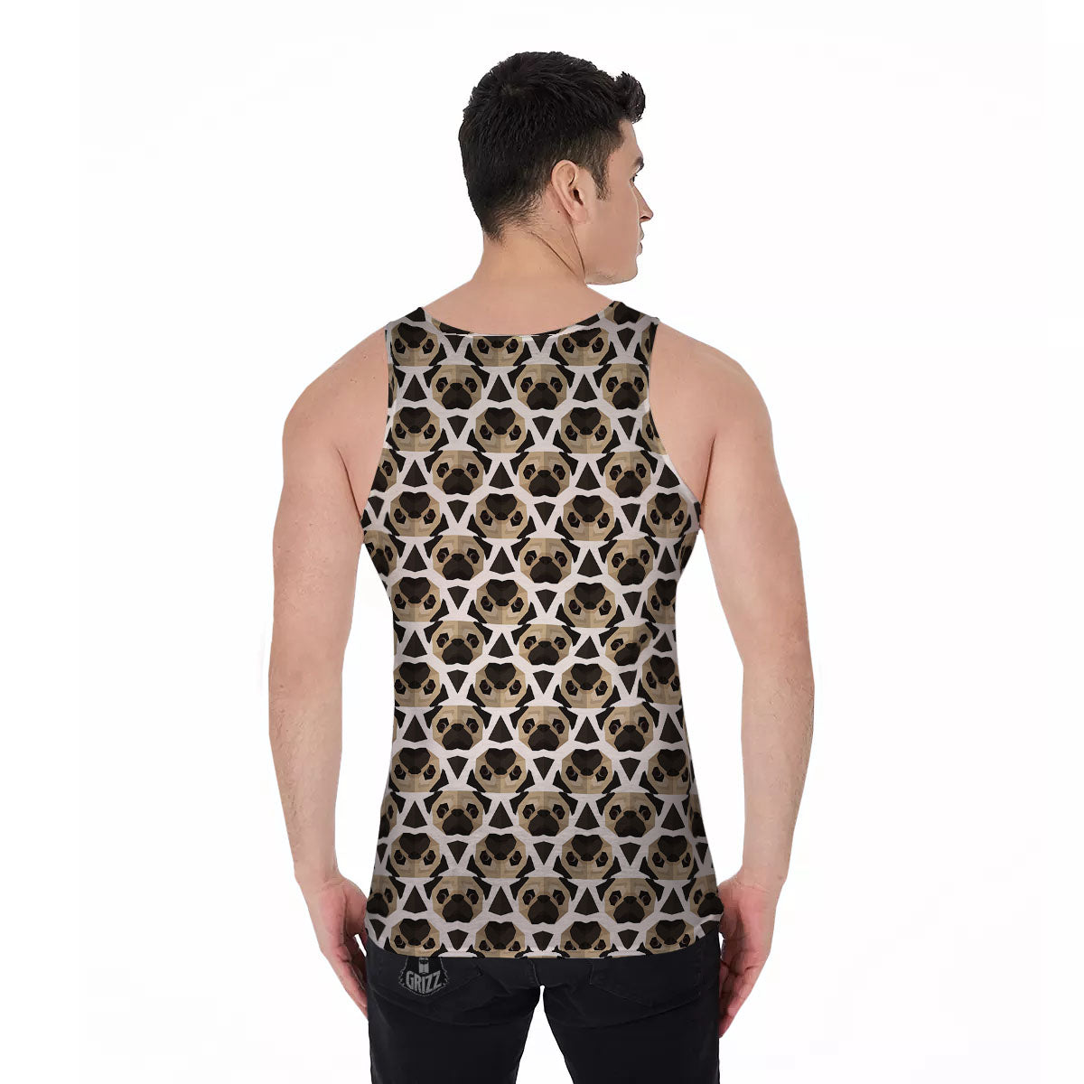 Pug Geometric Print Pattern Men's Tank Top-grizzshop