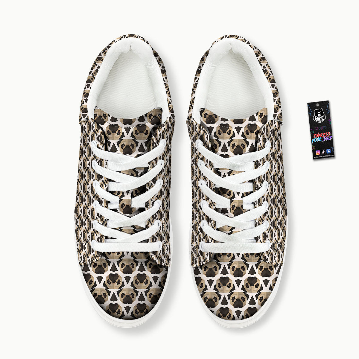Pug Geometric Print Pattern Platform Shoes-grizzshop