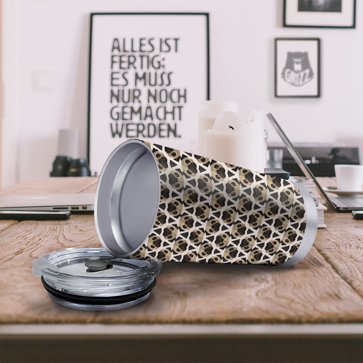 Pug Geometric Print Pattern Tumbler-grizzshop