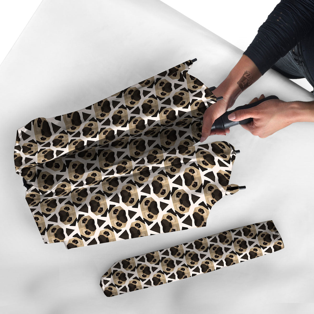 Pug Geometric Print Pattern Umbrella-grizzshop