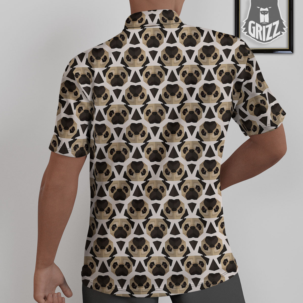 Pug Geometric Print Pattern Untucked Shirts-grizzshop