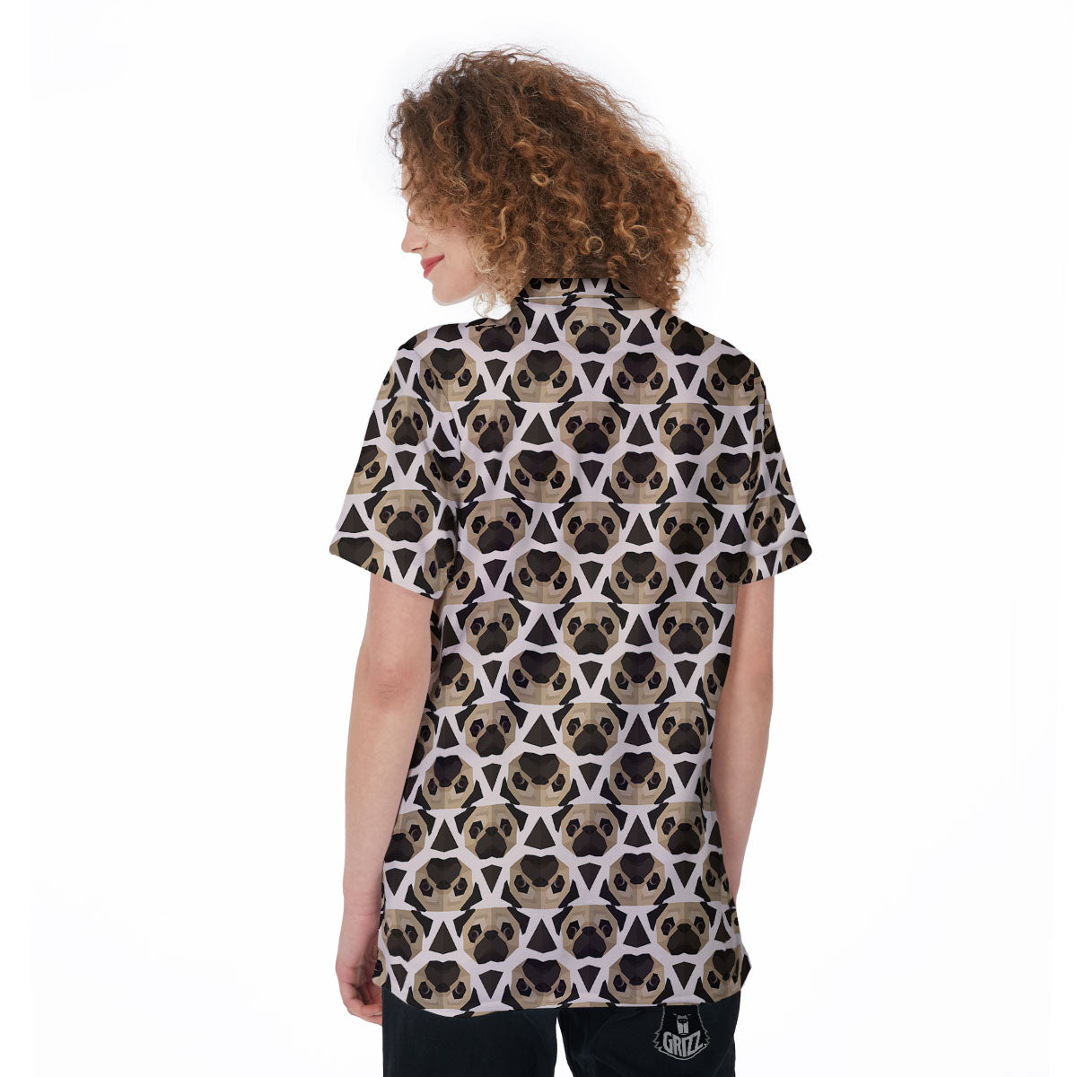 Pug Geometric Print Pattern Women's Golf Shirts-grizzshop