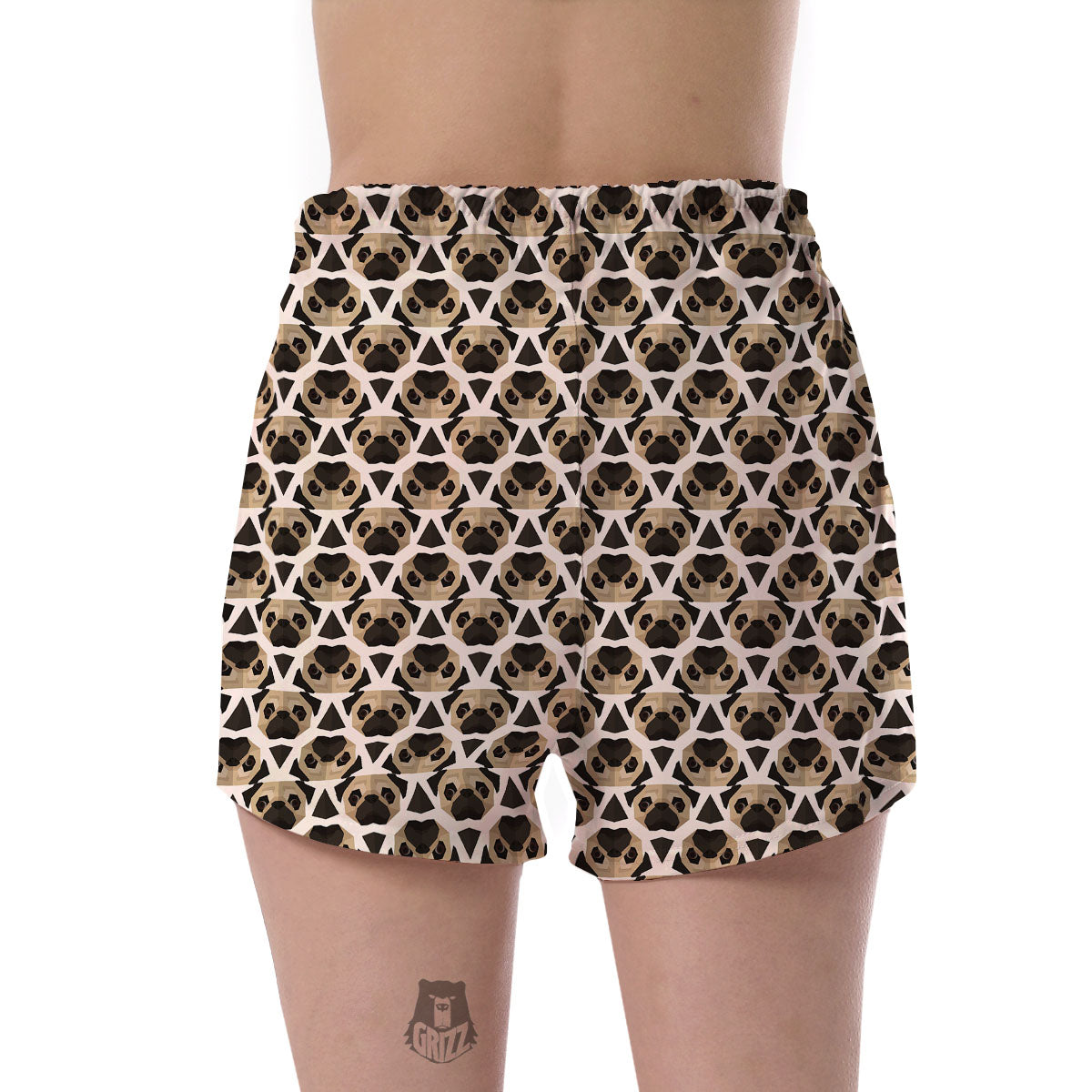Pug Geometric Print Pattern Women's Shorts-grizzshop