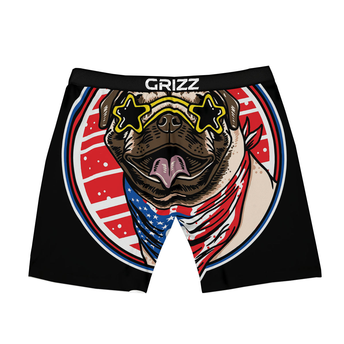 Pug Hipster Print Boxer Briefs-grizzshop