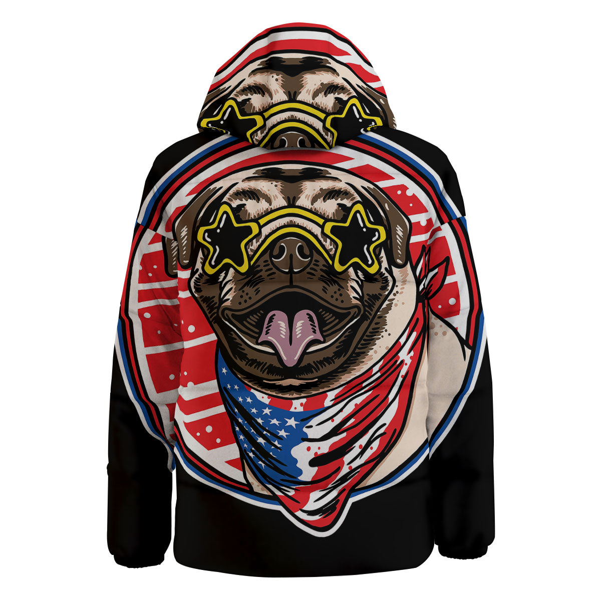 Pug Hipster Print Down Jacket-grizzshop