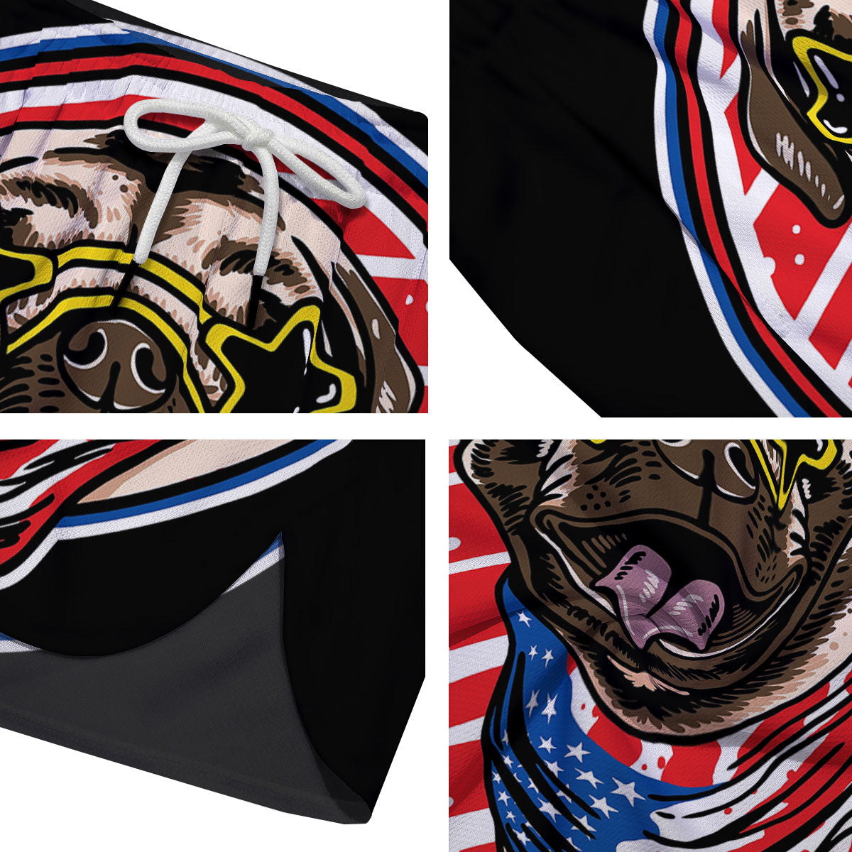 Pug Hipster Print Men's Running Shorts-grizzshop