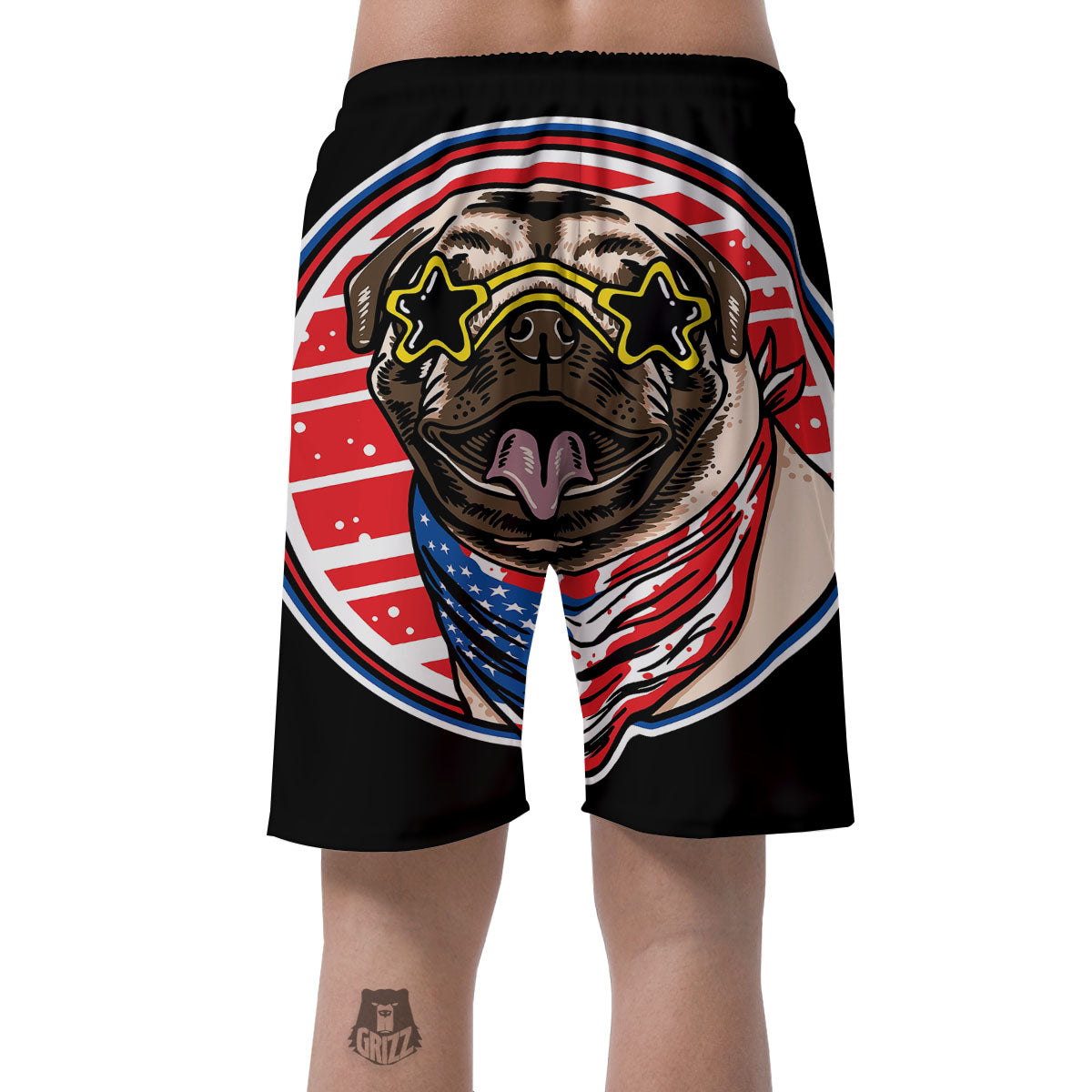 Pug Hipster Print Men's Shorts-grizzshop