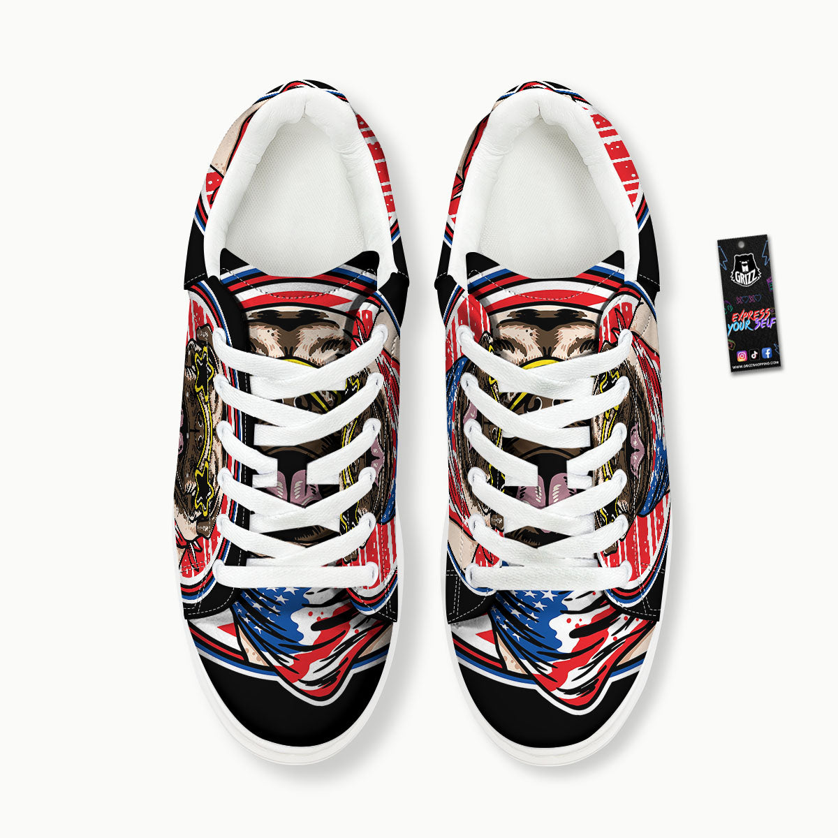 Pug Hipster Print Platform Shoes-grizzshop