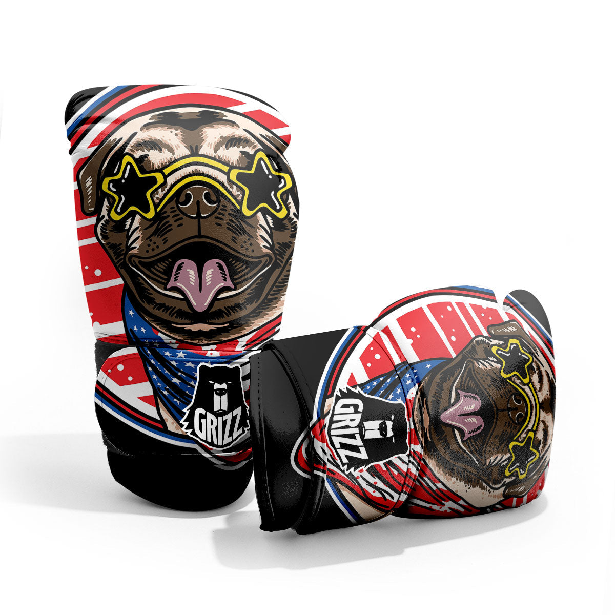Pug Hipster Print Pro Boxing Glove