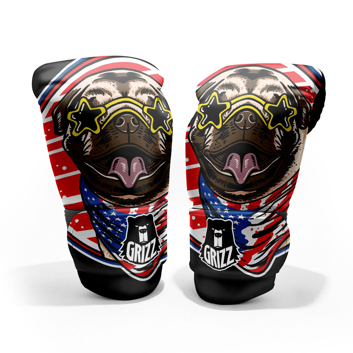 Pug Hipster Print Pro Boxing Glove
