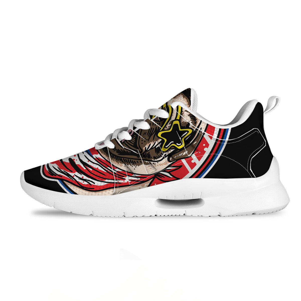 Pug Hipster Print Tennis Shoes-grizzshop