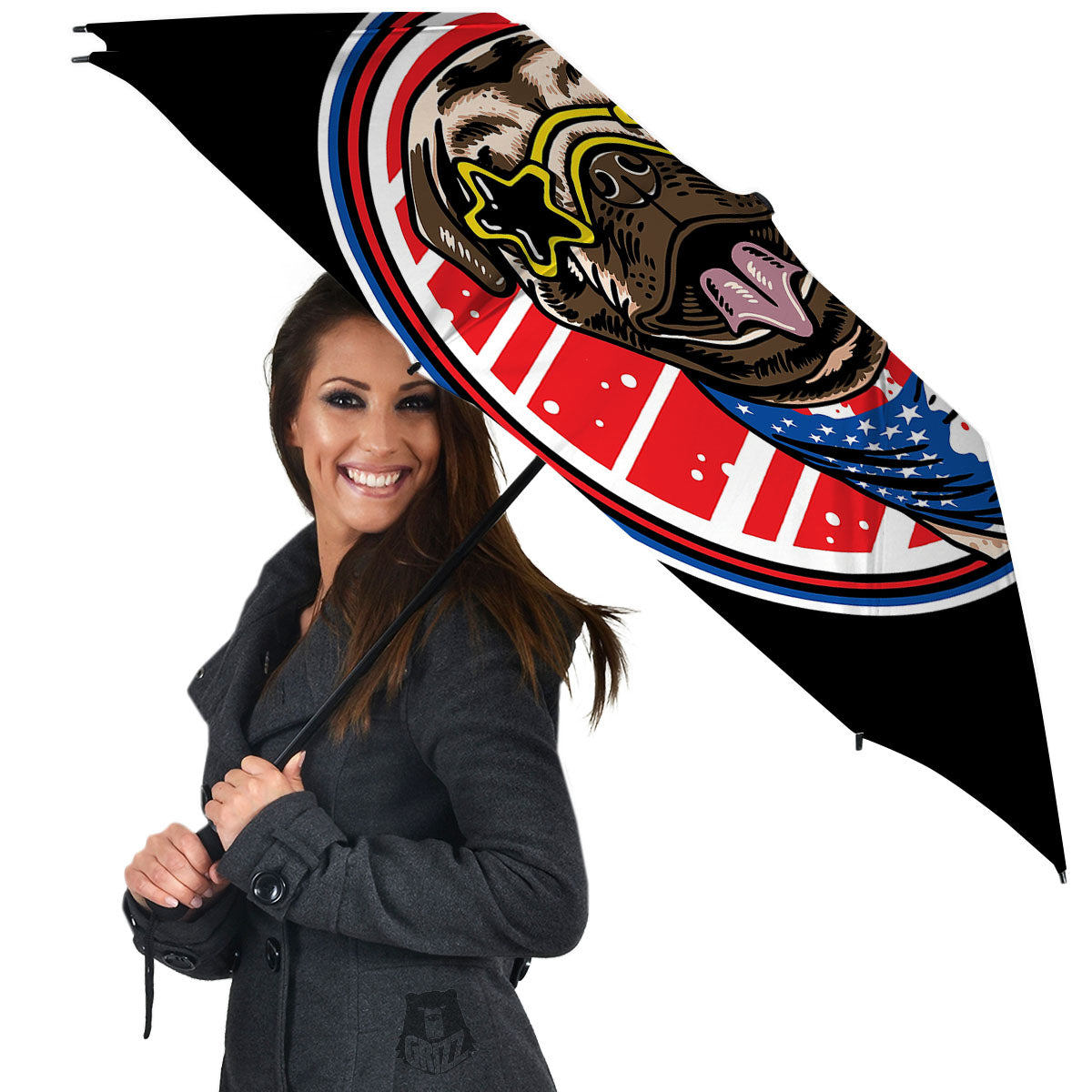 Pug Hipster Print Umbrella-grizzshop