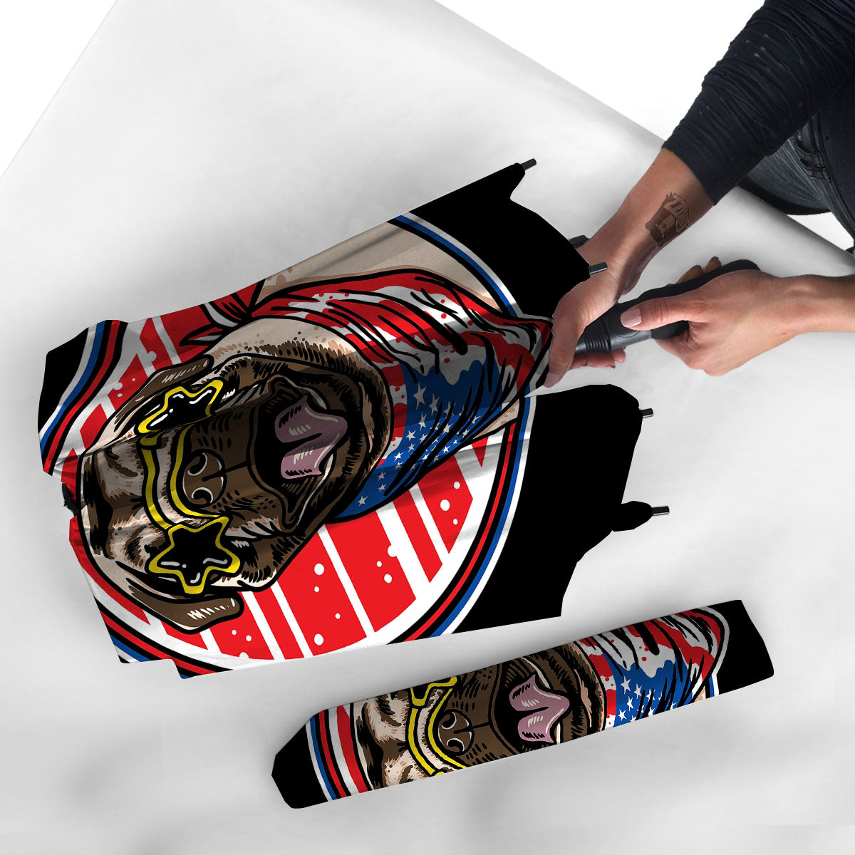 Pug Hipster Print Umbrella-grizzshop