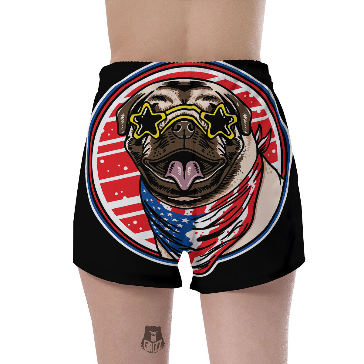 Pug Hipster Print Women's Shorts-grizzshop