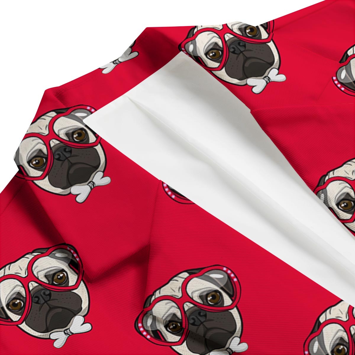 Pug Red Glasses Print Pattern Men's Blazer-grizzshop