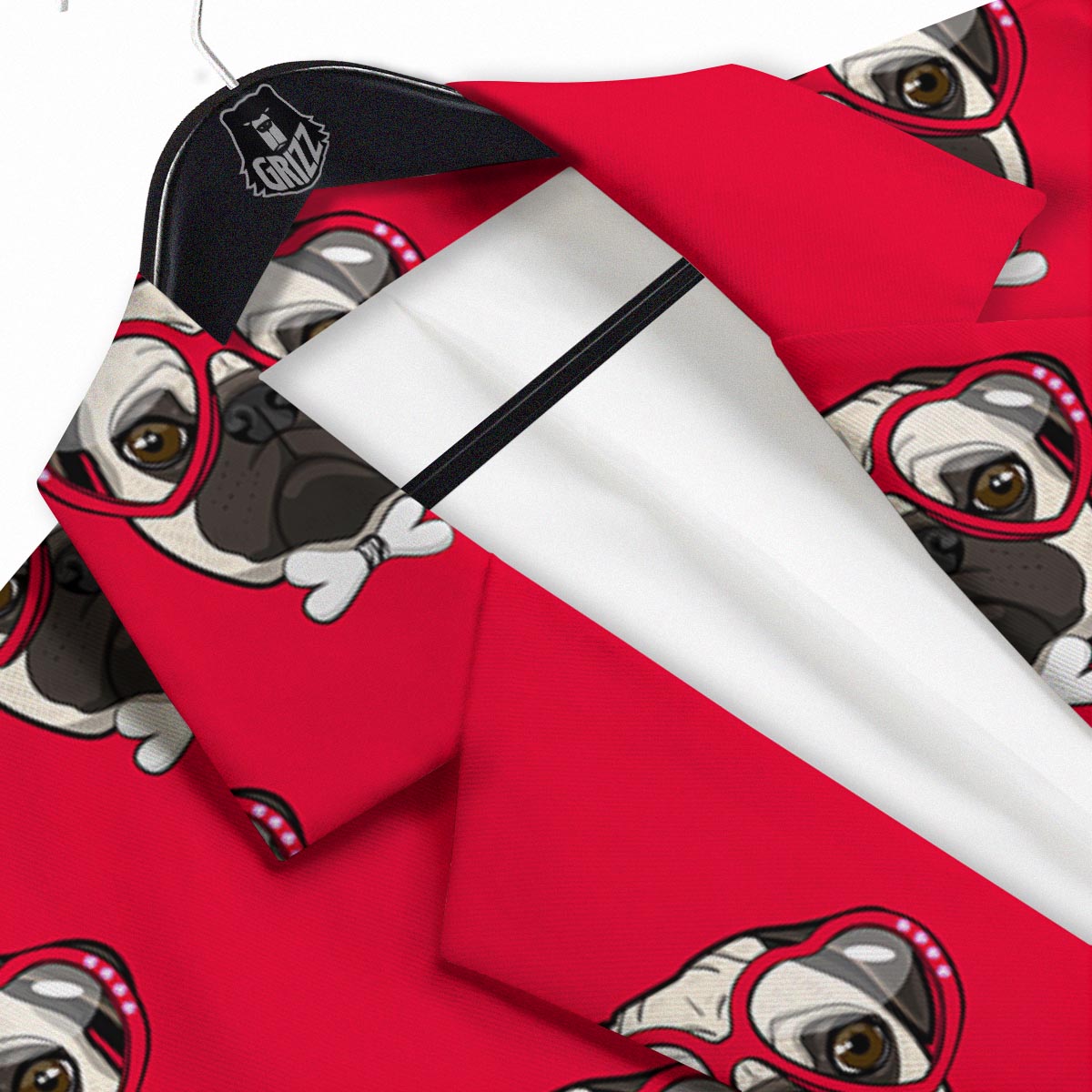 Pug Red Glasses Print Pattern Men's Sport Coat-grizzshop