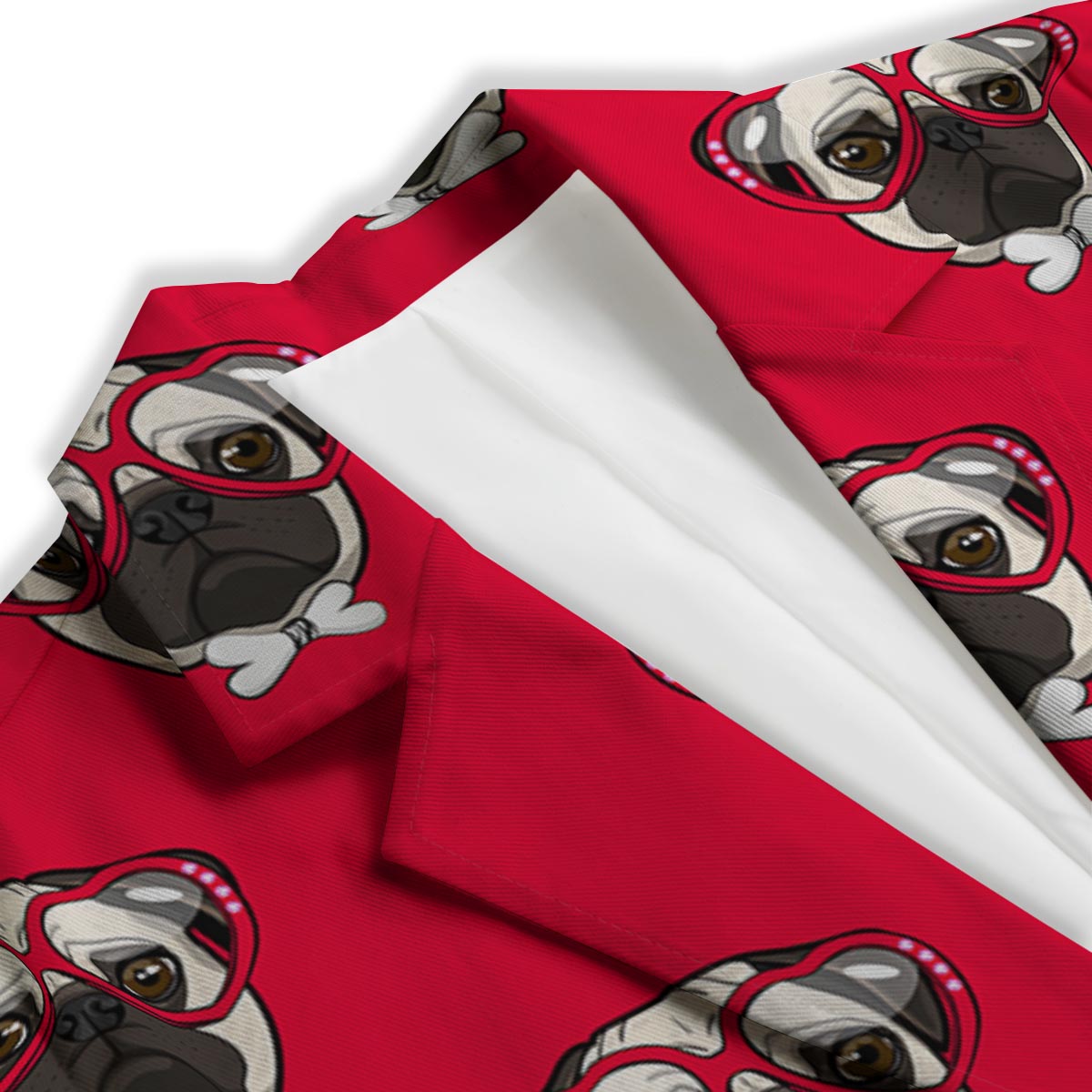 Pug Red Glasses Print Pattern Women's Blazer-grizzshop