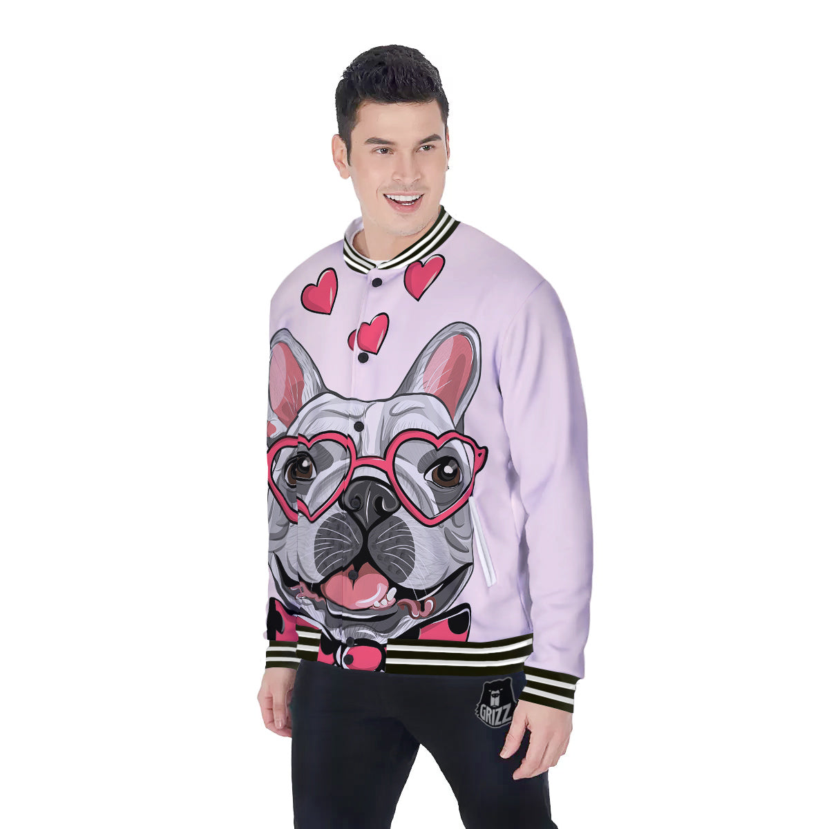 Pug With Glasses Cute Print Cute Baseball Jacket-grizzshop