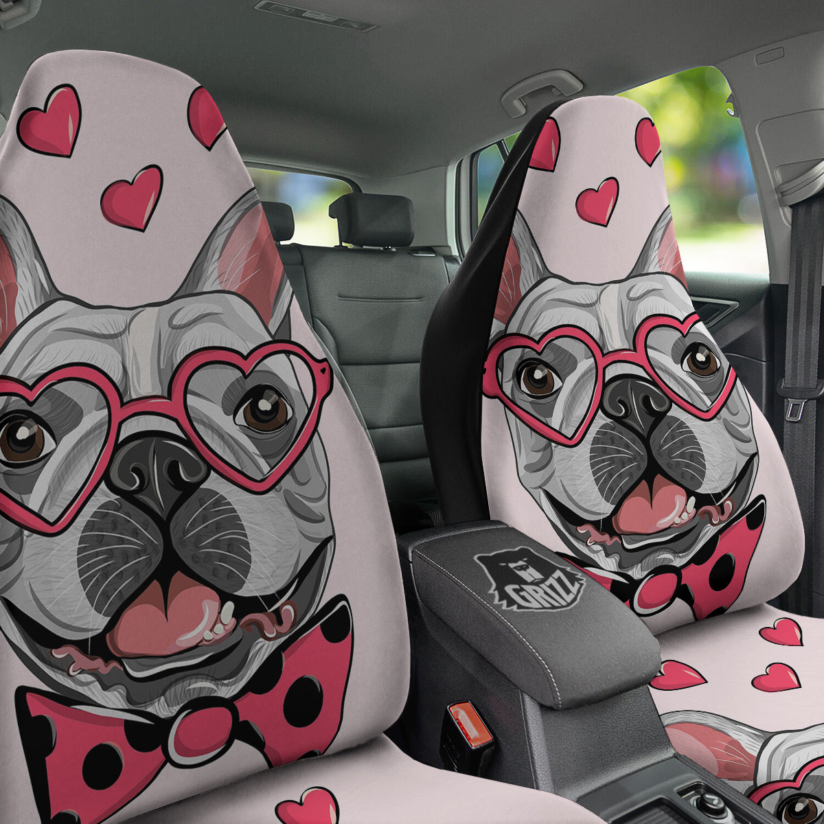 Pug With Glasses Cute Print Cute Car Seat Covers-grizzshop