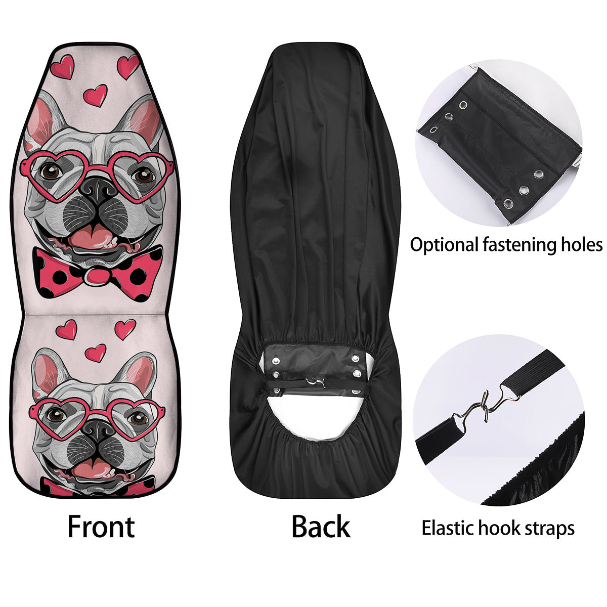 Pug With Glasses Cute Print Cute Car Seat Covers-grizzshop