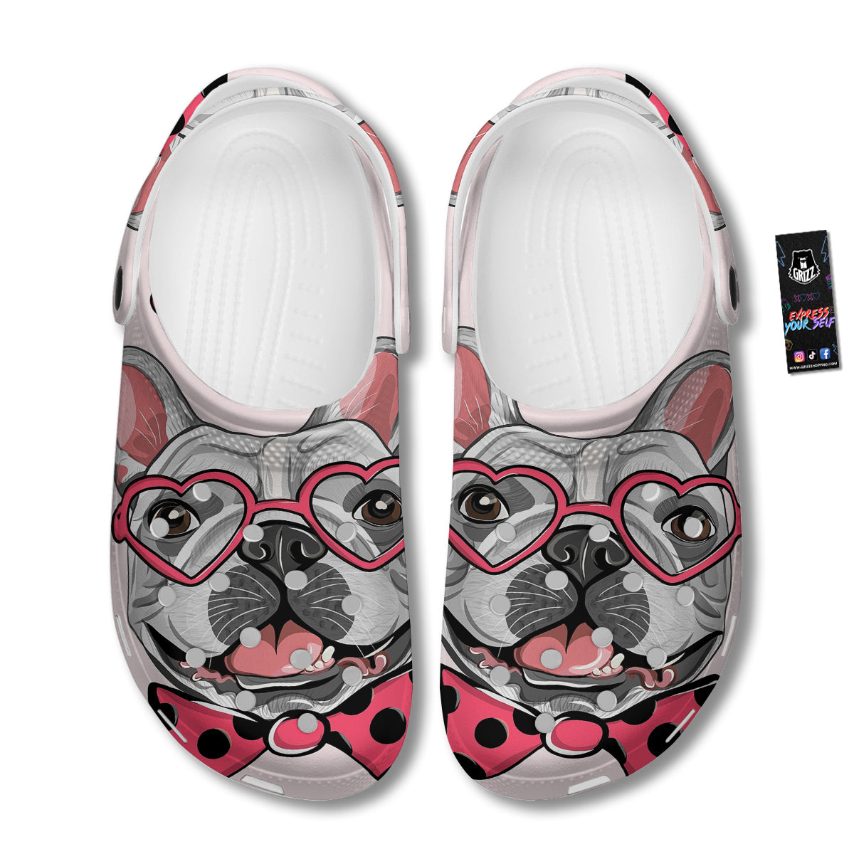 Pug With Glasses Cute Print Cute Clog-grizzshop