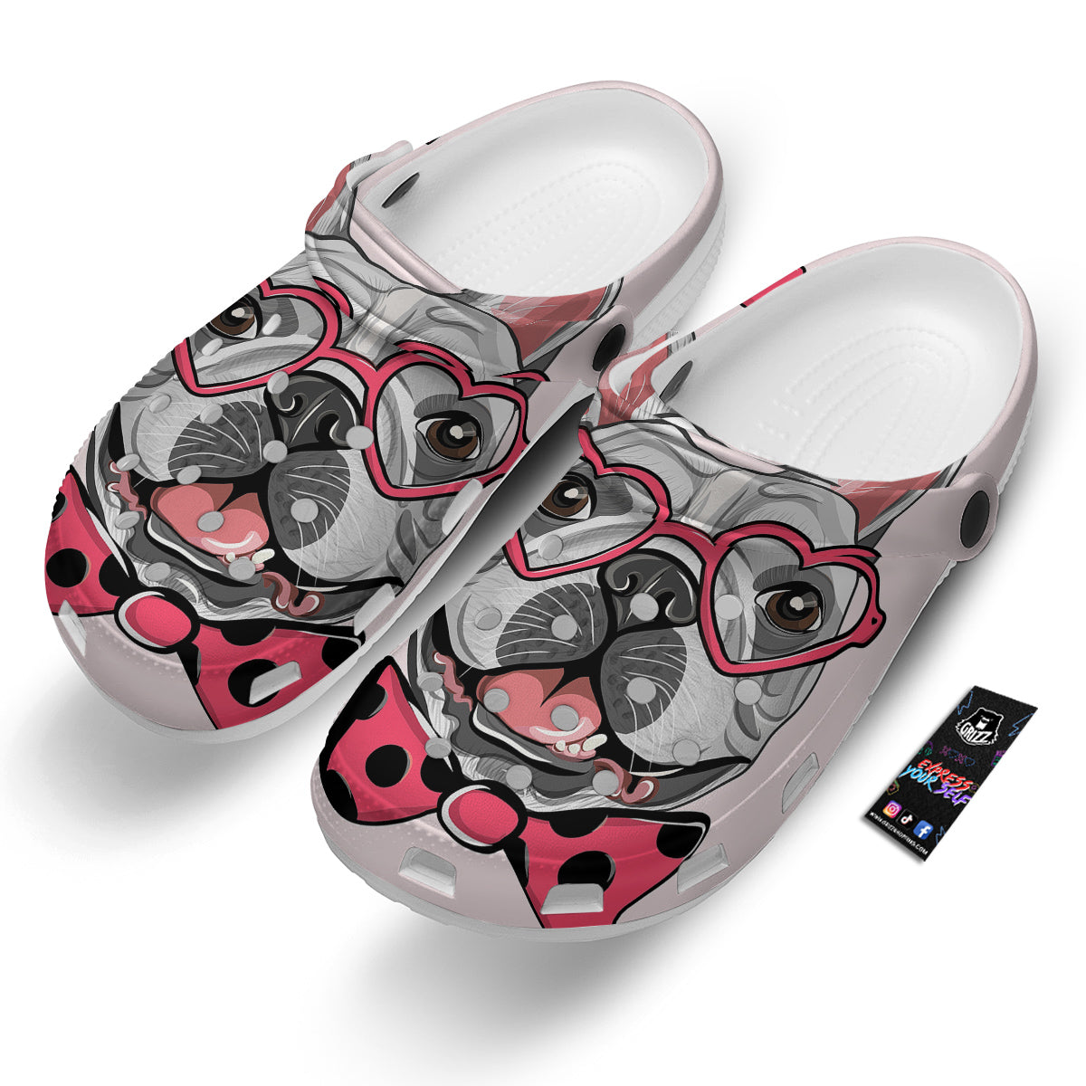 Pug With Glasses Cute Print Cute Clog-grizzshop