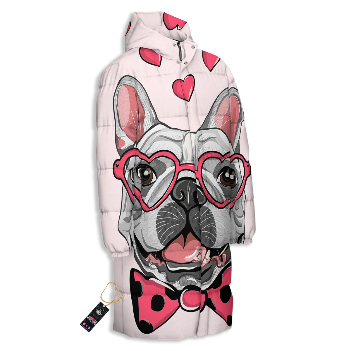 Pug With Glasses Cute Print Cute Long Down Jacket-grizzshop