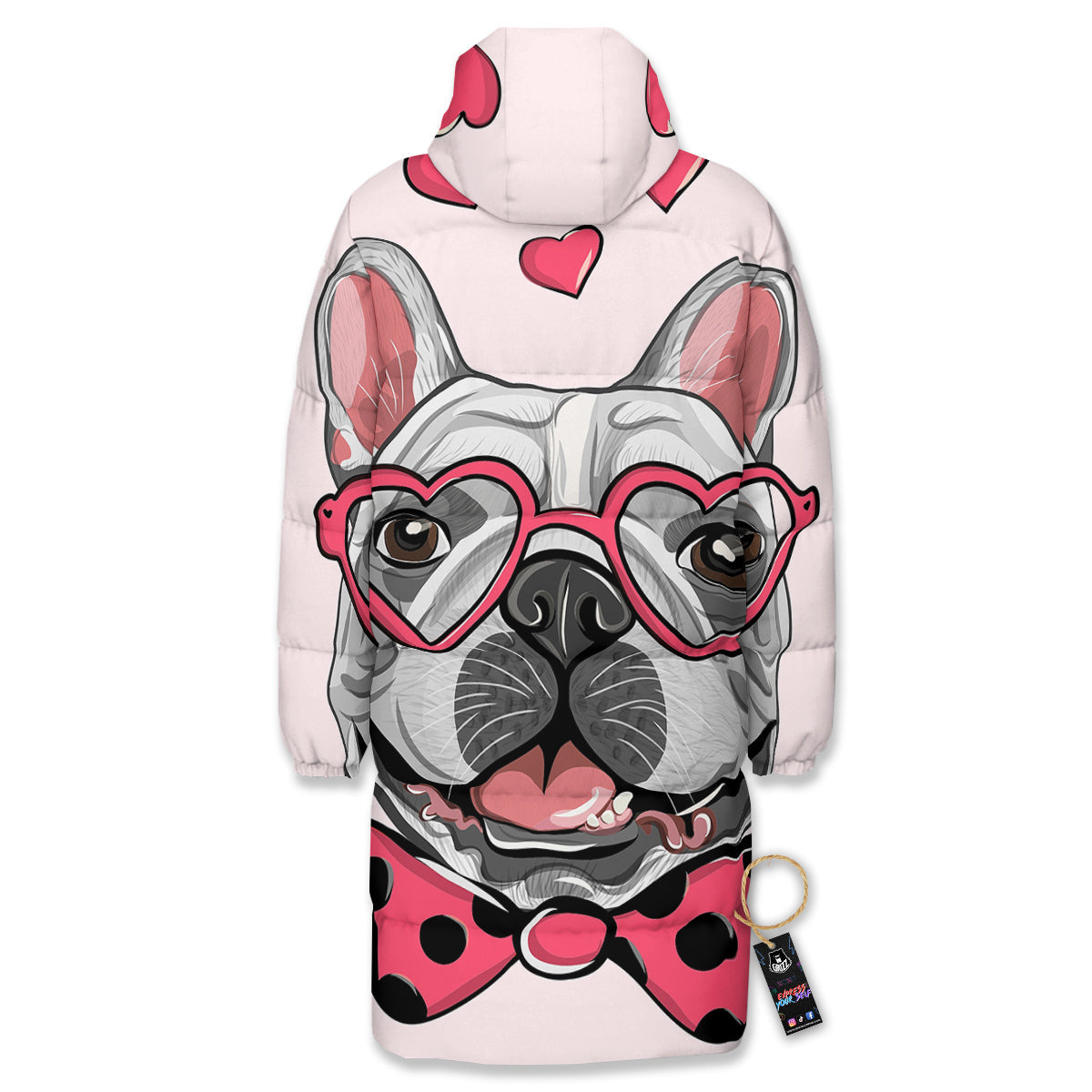 Pug With Glasses Cute Print Cute Long Down Jacket-grizzshop