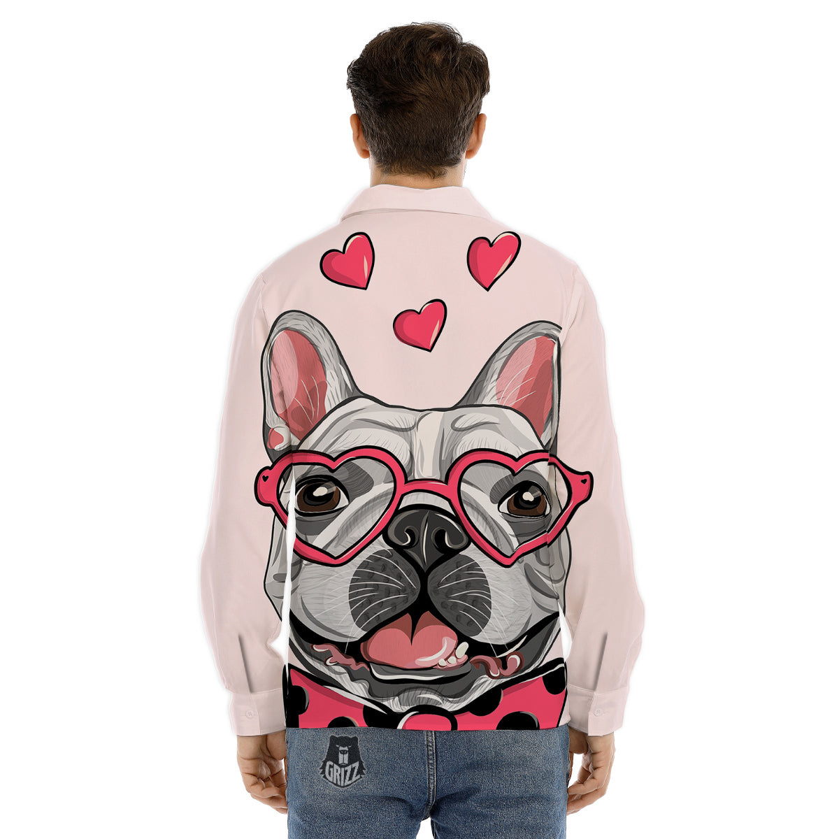 Pug With Glasses Cute Print Cute Men's Dress Shirts-grizzshop