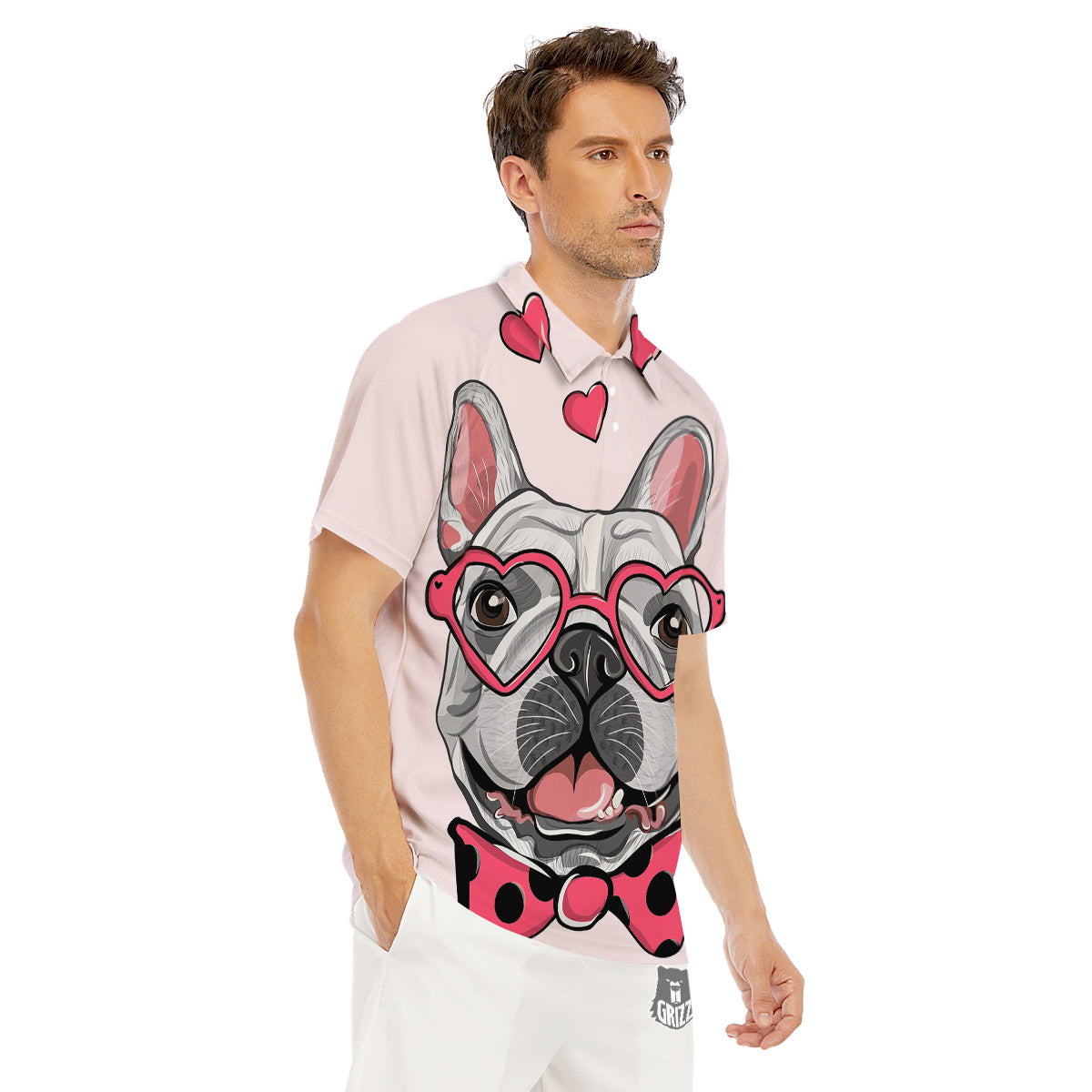 Pug With Glasses Cute Print Cute Men's Golf Shirts-grizzshop