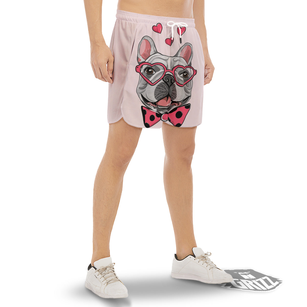 Pug With Glasses Cute Print Cute Men's Gym Shorts-grizzshop