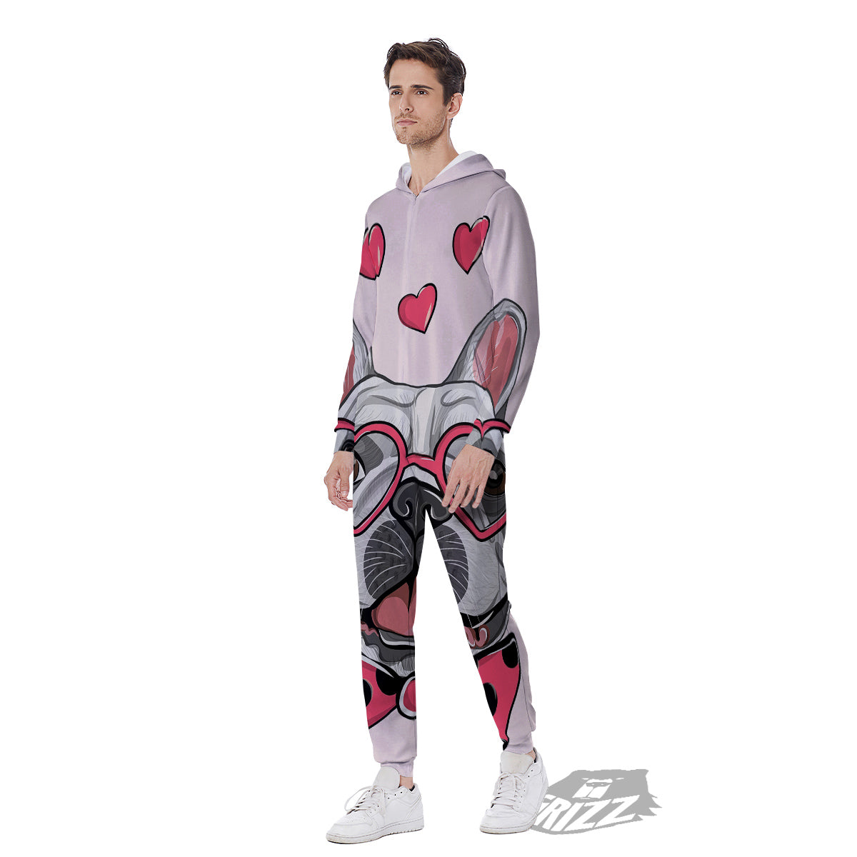 Pug With Glasses Cute Print Cute Men's Jumpsuit-grizzshop