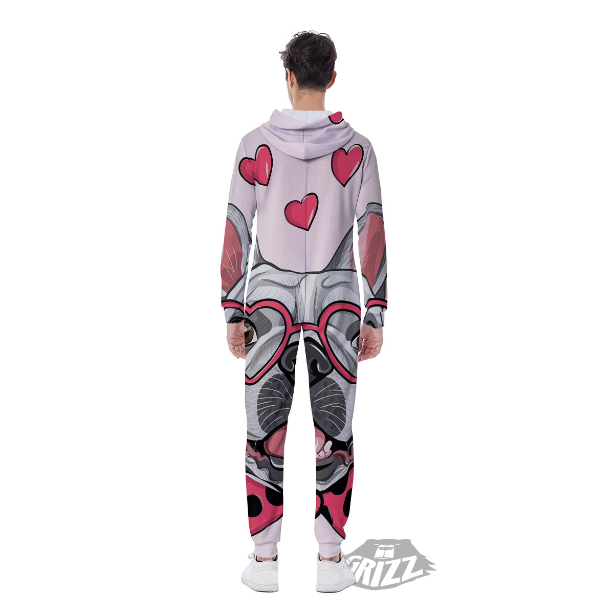 Pug With Glasses Cute Print Cute Men's Jumpsuit-grizzshop