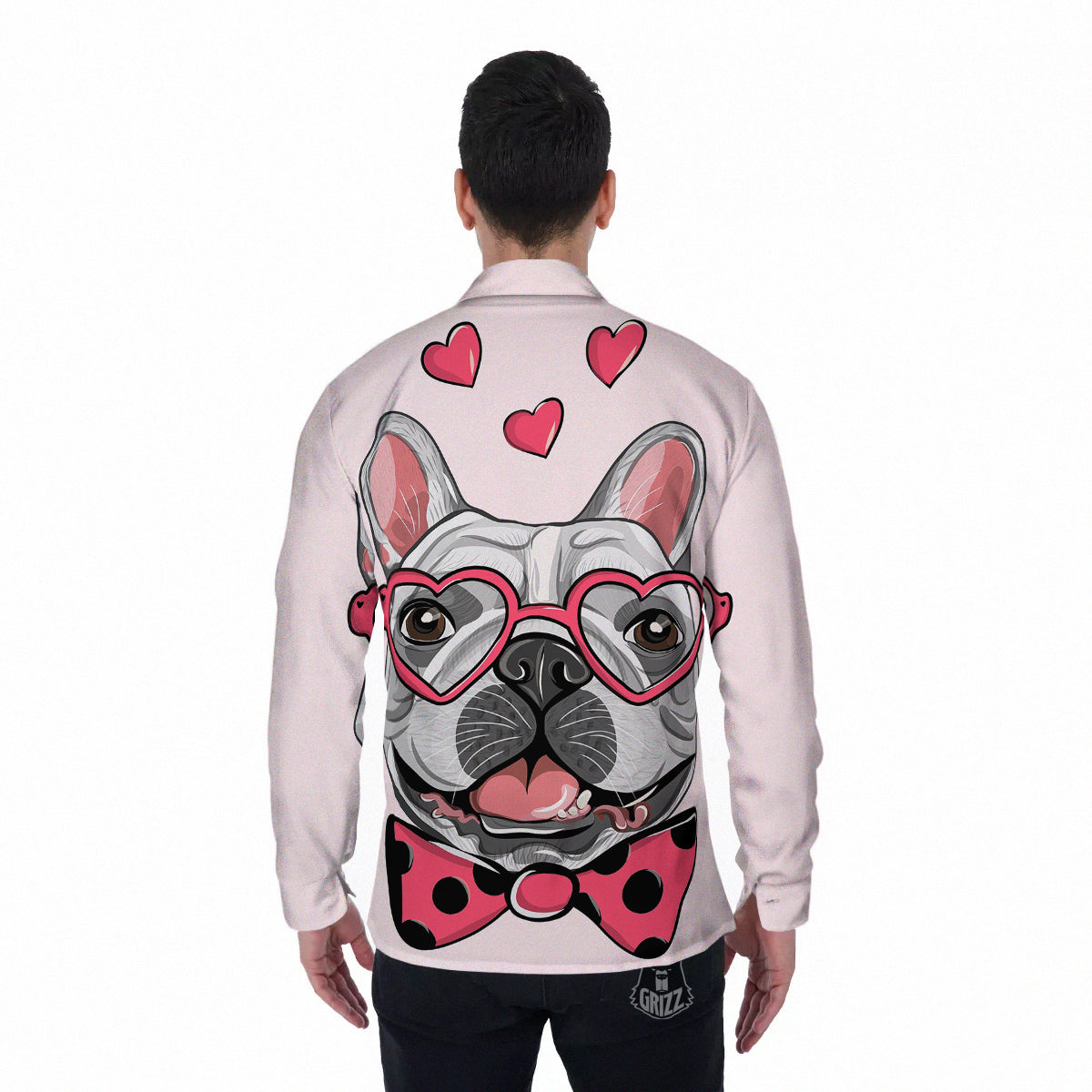 Pug With Glasses Cute Print Cute Men's Long Sleeve Shirts-grizzshop