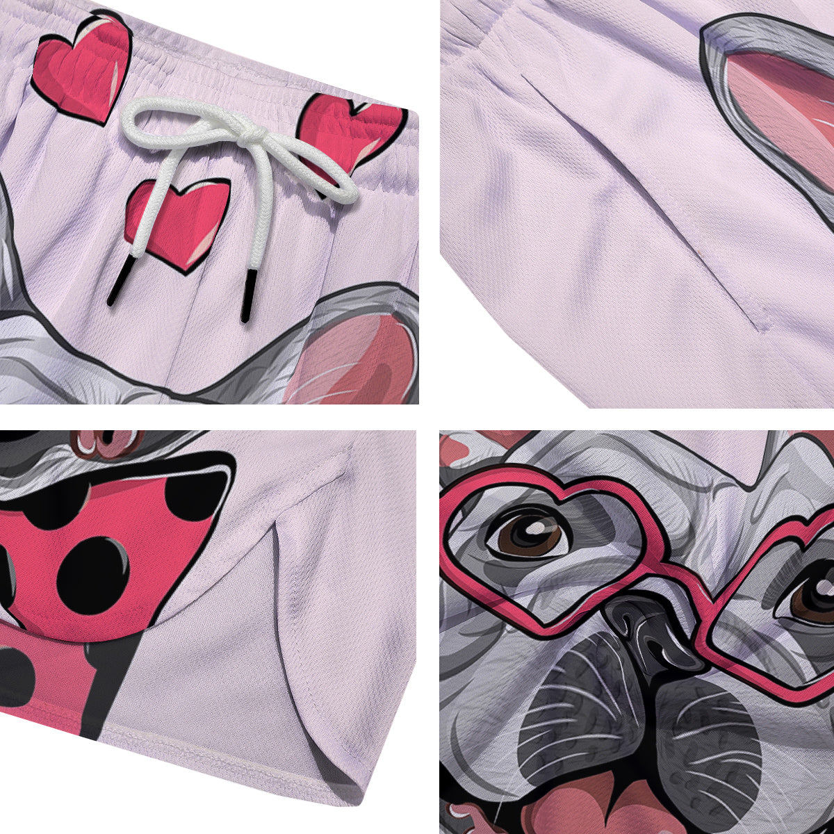 Pug With Glasses Cute Print Cute Men's Running Shorts-grizzshop