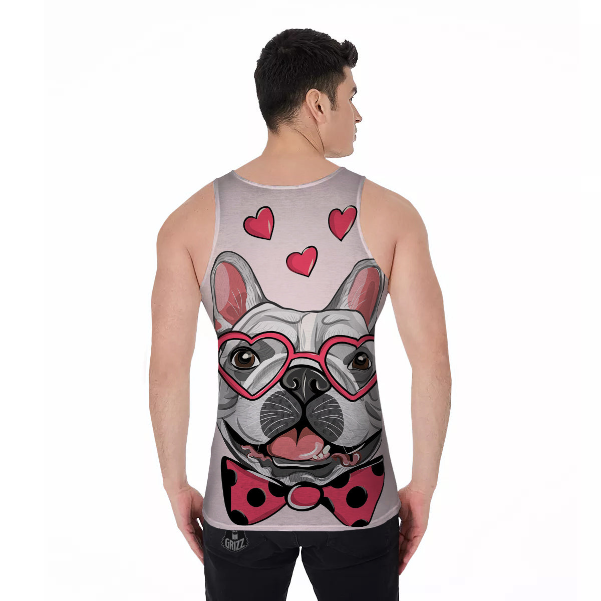 Pug With Glasses Cute Print Cute Men's Tank Top-grizzshop