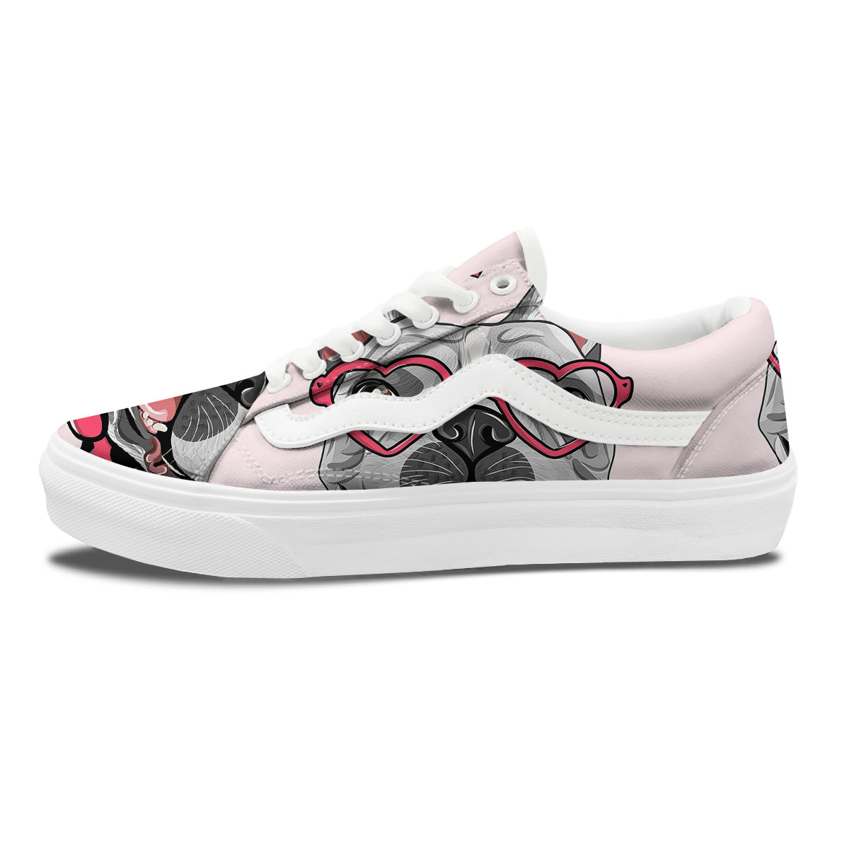 Pug With Glasses Cute Print Cute Skate Shoes-grizzshop