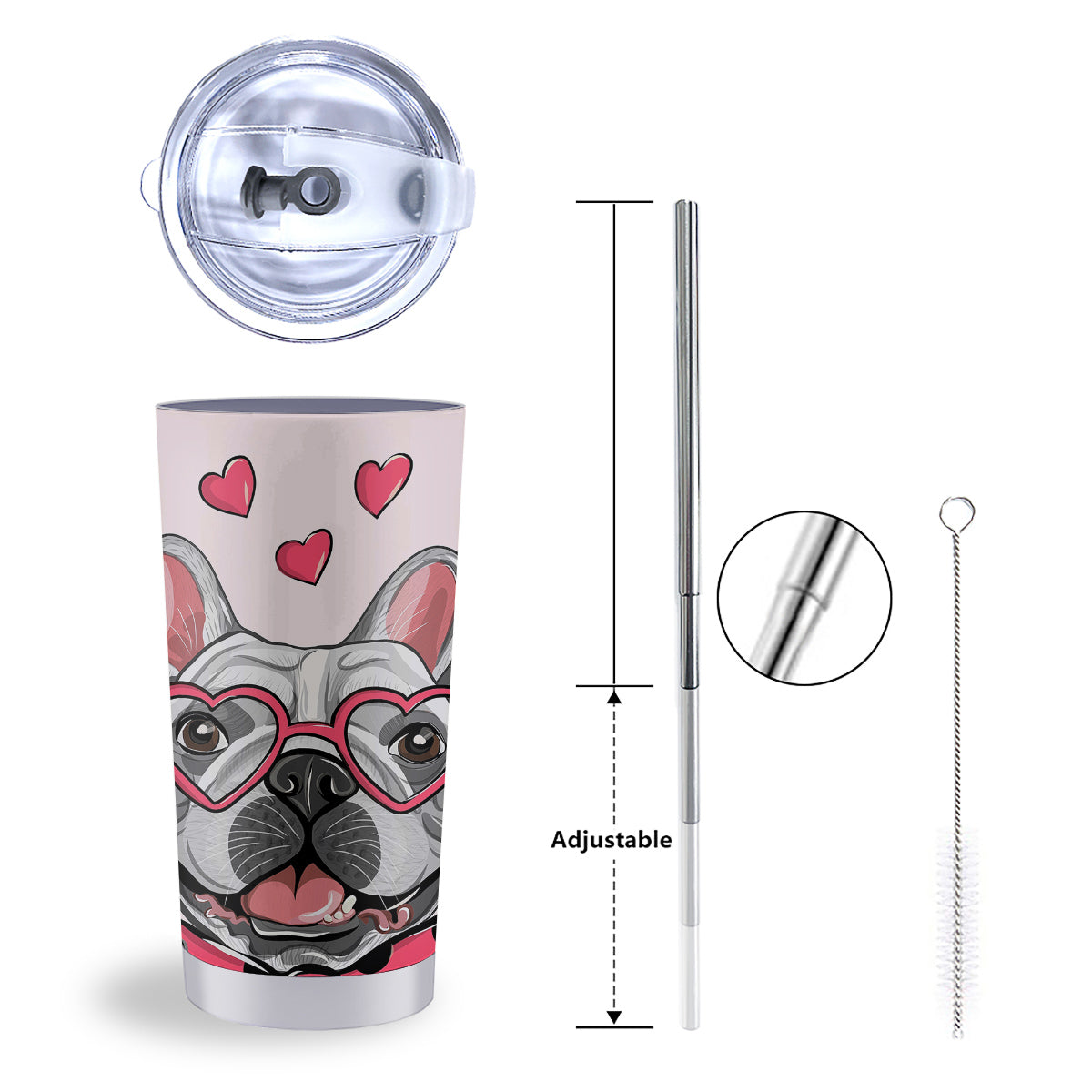 Pug With Glasses Cute Print Cute Tumbler-grizzshop