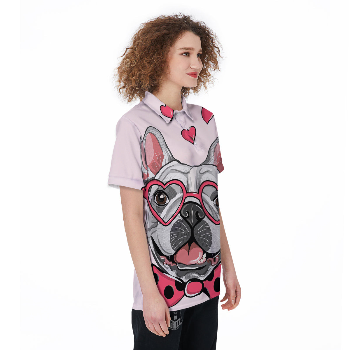 Pug With Glasses Cute Print Cute Women's Golf Shirts-grizzshop