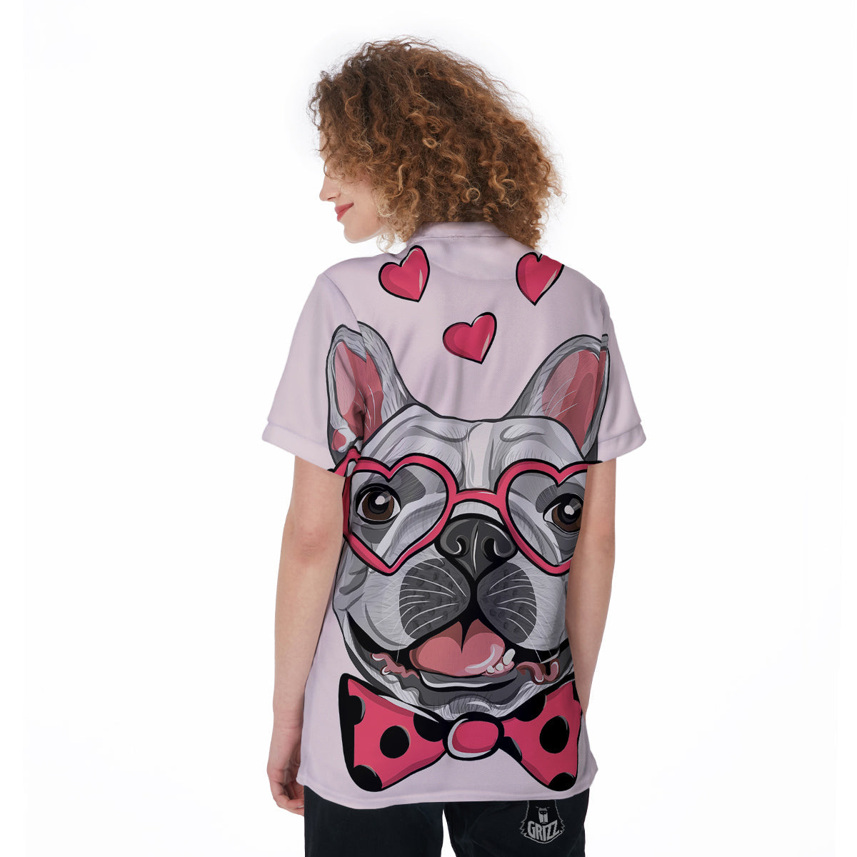 Pug With Glasses Cute Print Cute Women's Golf Shirts-grizzshop