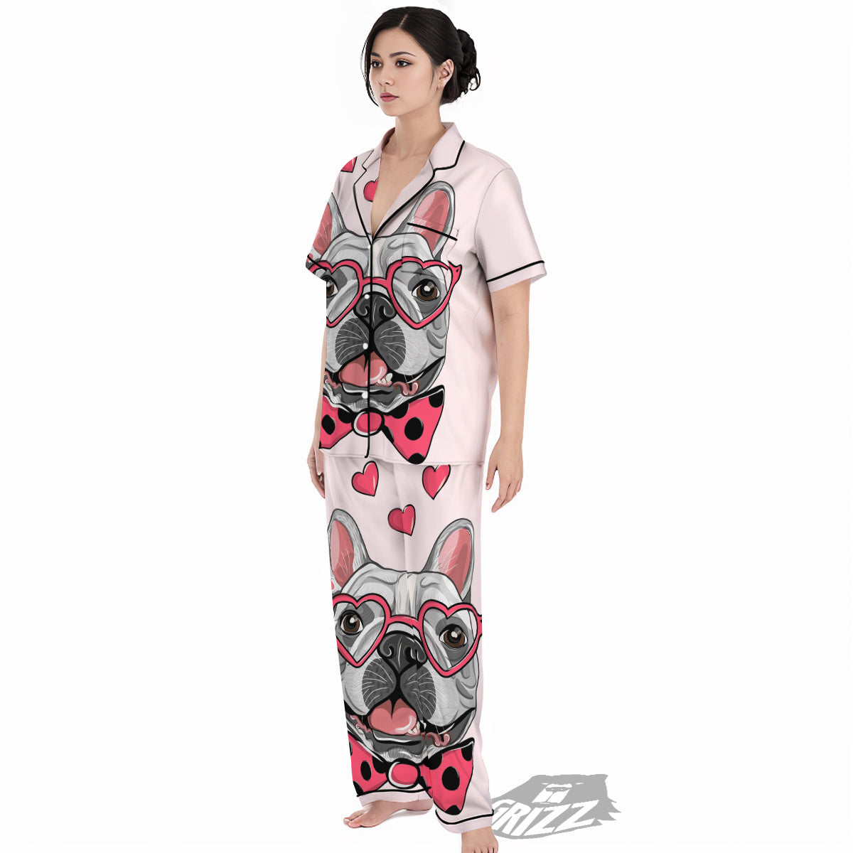 Pug With Glasses Cute Print Cute Women's Pajamas Set-grizzshop